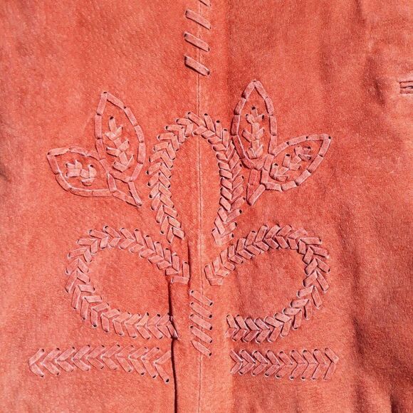 Vtg 80's JL Studio Leather Jacket Blazer Monochromatic Embroidered Orange Sz 16W - Picture 10 of 10